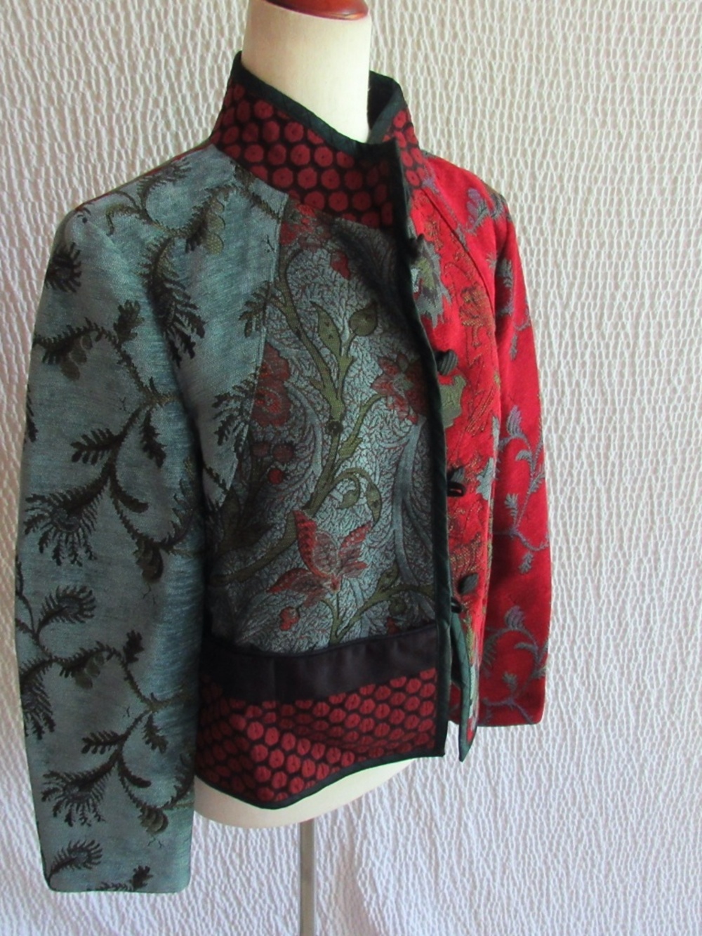 Mary Lynn O'Shea Women's Tapestry Jacket Blazer Colorful Red Gray Vintage P